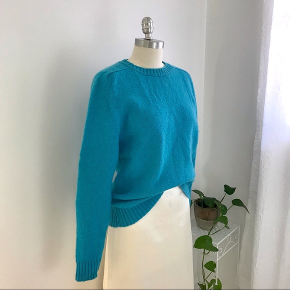 True Vintage Turquoise Blue Wool Blend Sweater - Picture 2 of 7